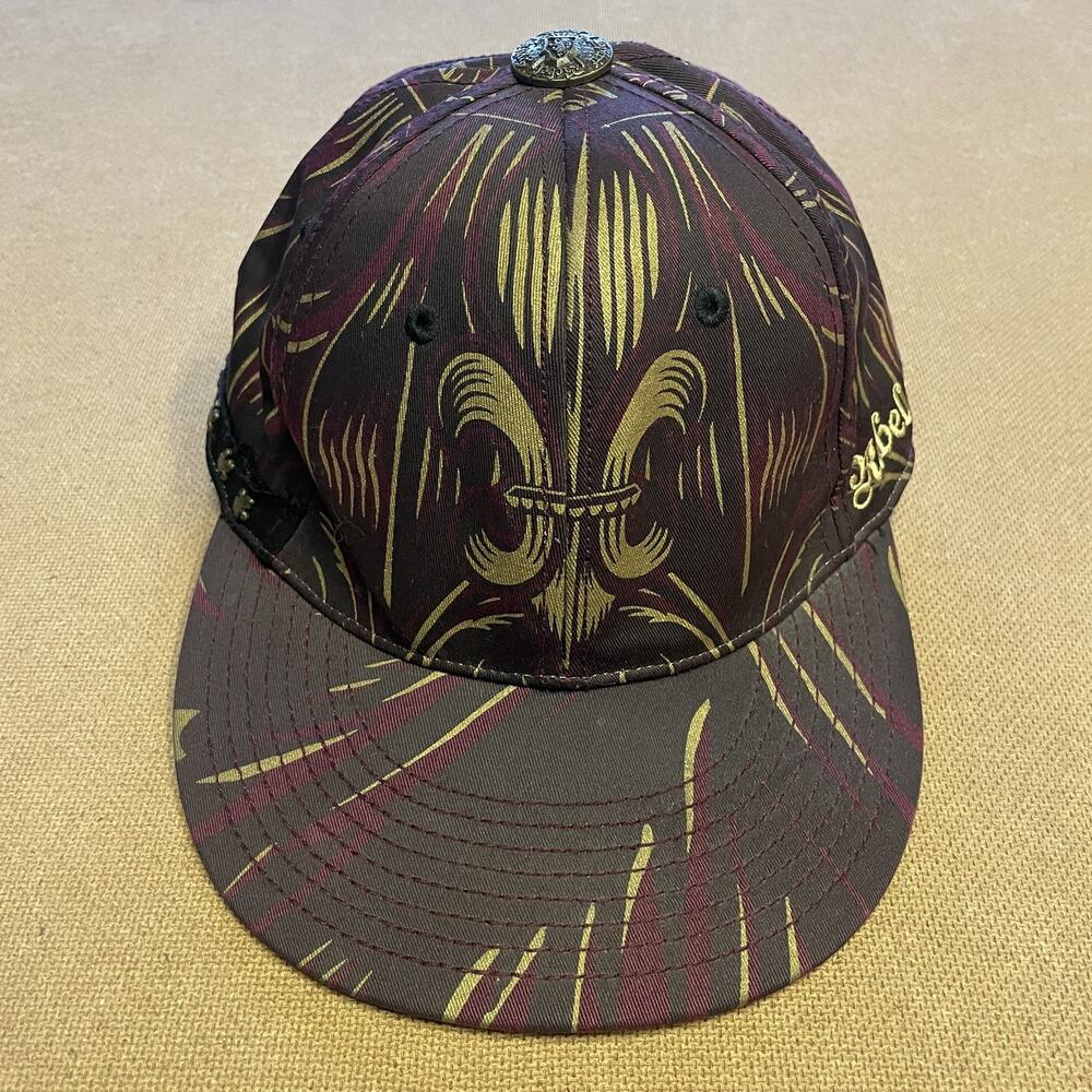 Rebel Spirit Hat Cap Fitted Mens L XL Fleur De Lis Embroidered Graphic